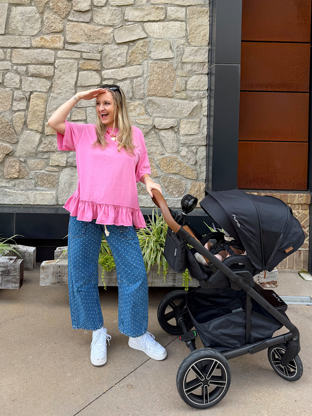 Ophelia Polka Dot Denim Barrel Pants