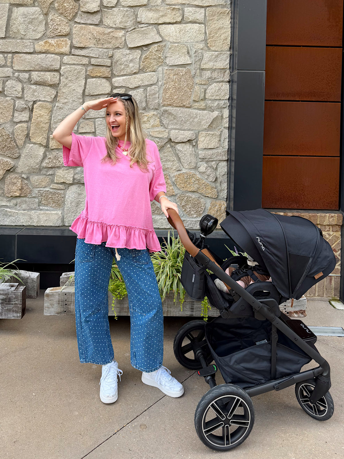 Ophelia Polka Dot Denim Barrel Pants
