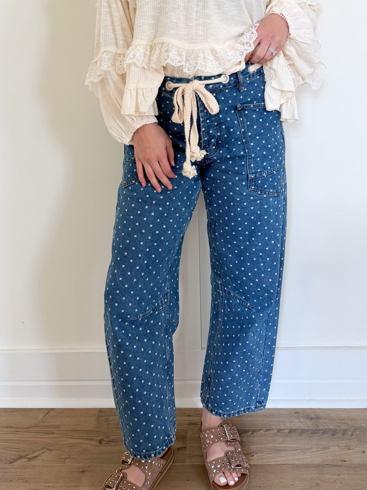 Ophelia Polka Dot Denim Barrel Pants