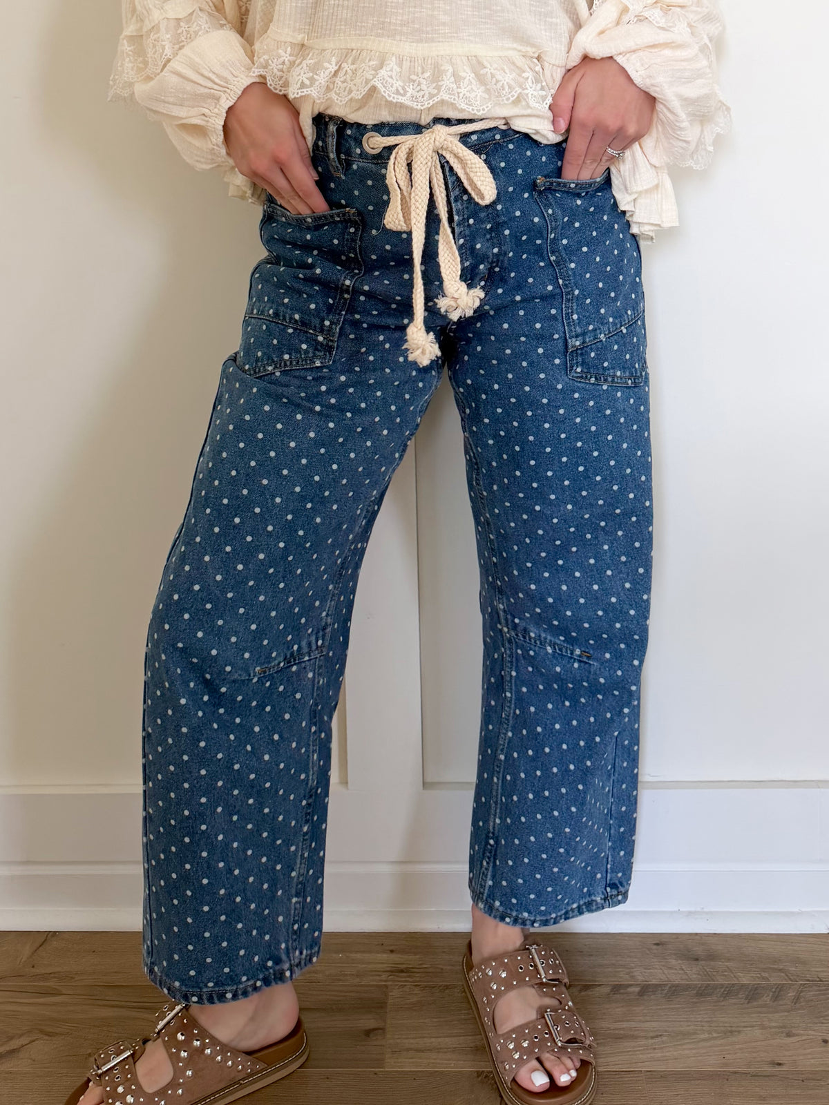 Ophelia Polka Dot Denim Barrel Pants