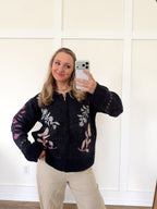 Margot Floral Zip Up Sweater